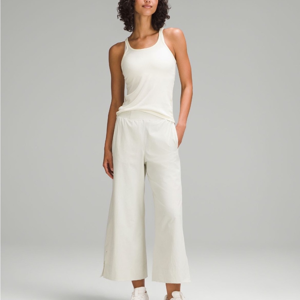Stretch Woven Wide-Leg High-Rise Pant Full Length
